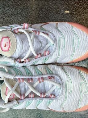 Nike Kids White Sneakers with Pink and Mint Accents